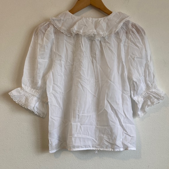 Madewell Pintucked Ruffled Puff-Sleeve Top XS White - Picture 5 of 7